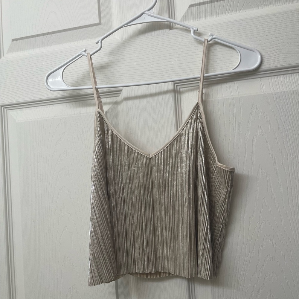 Metallic Pleated Cami Top